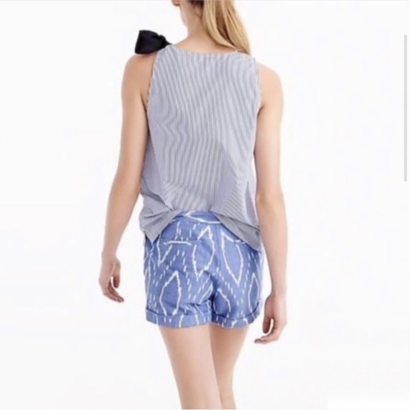 JCrew Blue Shibori Ikat Rolled Hem Shorts - Picture 6 of 8